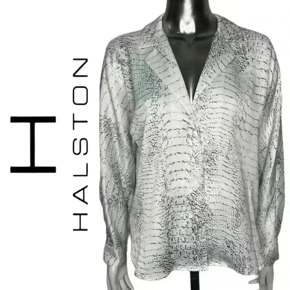 H by Halston  Snake Print Notched Collar Blouse Size Small Blouse - Picture 1 of 4